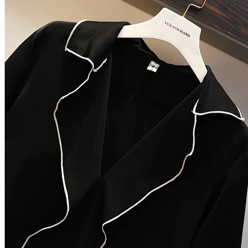 Женский Новый шифоновый костюм большого размера Осень-зима 2019 комплект из 2