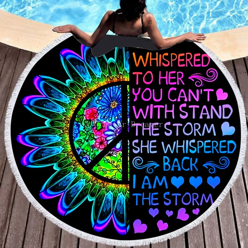 

3D Round Beach Towel With Tassels Boat Printed Microfiber 150cm For Adults Kids Swimming Picnic Tapestry Blanket Toalla