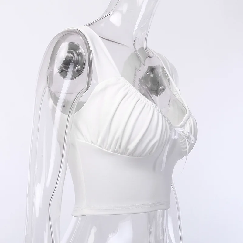 STAY TIDY повседневные белые укороченные топы со шнуровкой и бантом 2019 летние