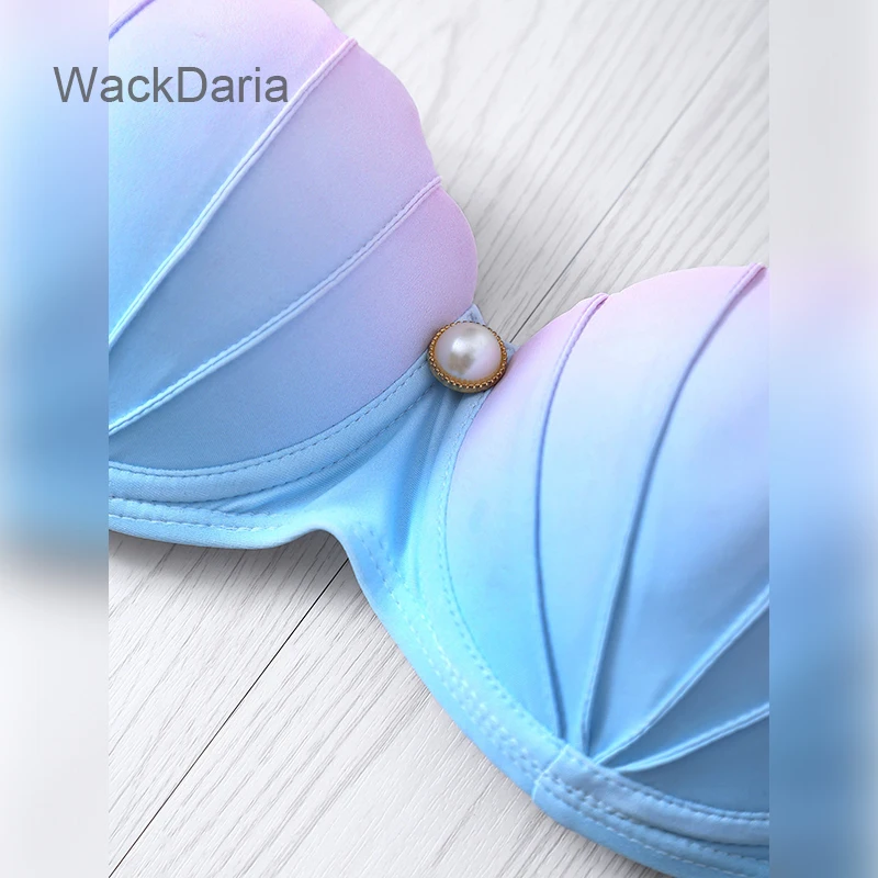 WackDaria, сексуальный комплект бикини mermiad, жемчужная форма, женский купальник, с пуш-ап и бюстгальтером, лето