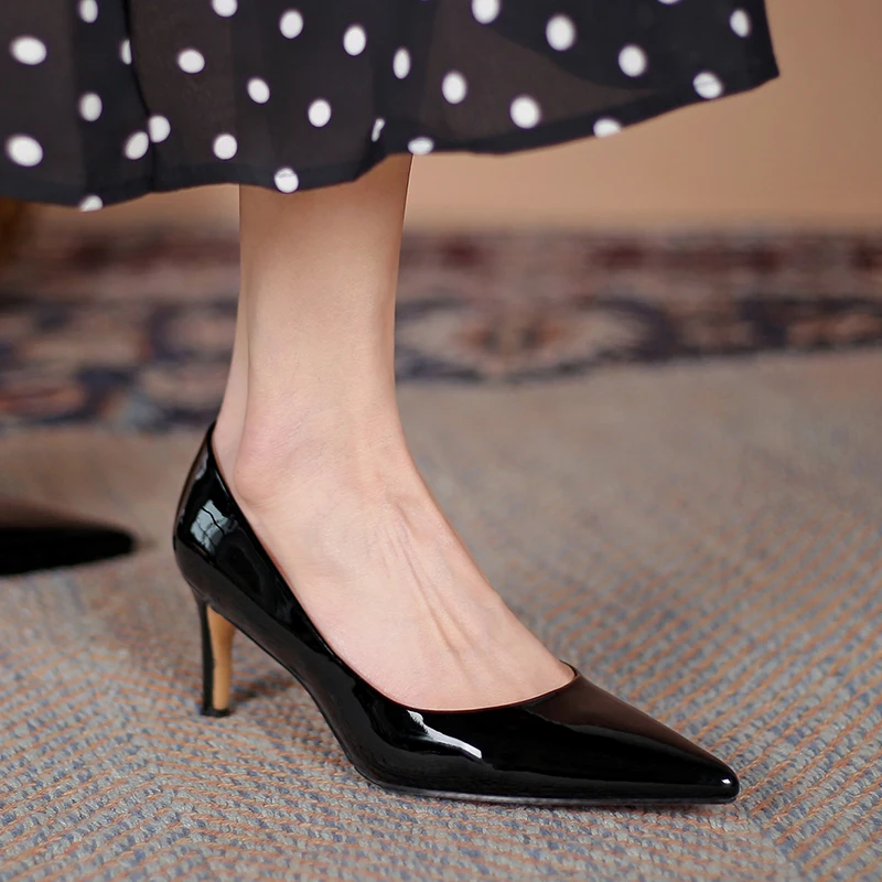 

MORAZORA Plus Size 34-43 Fashion Basic Genuine Leather Shoes Woman Pointed Toe Ladies Sexy High Heels Party Wedding Shoes