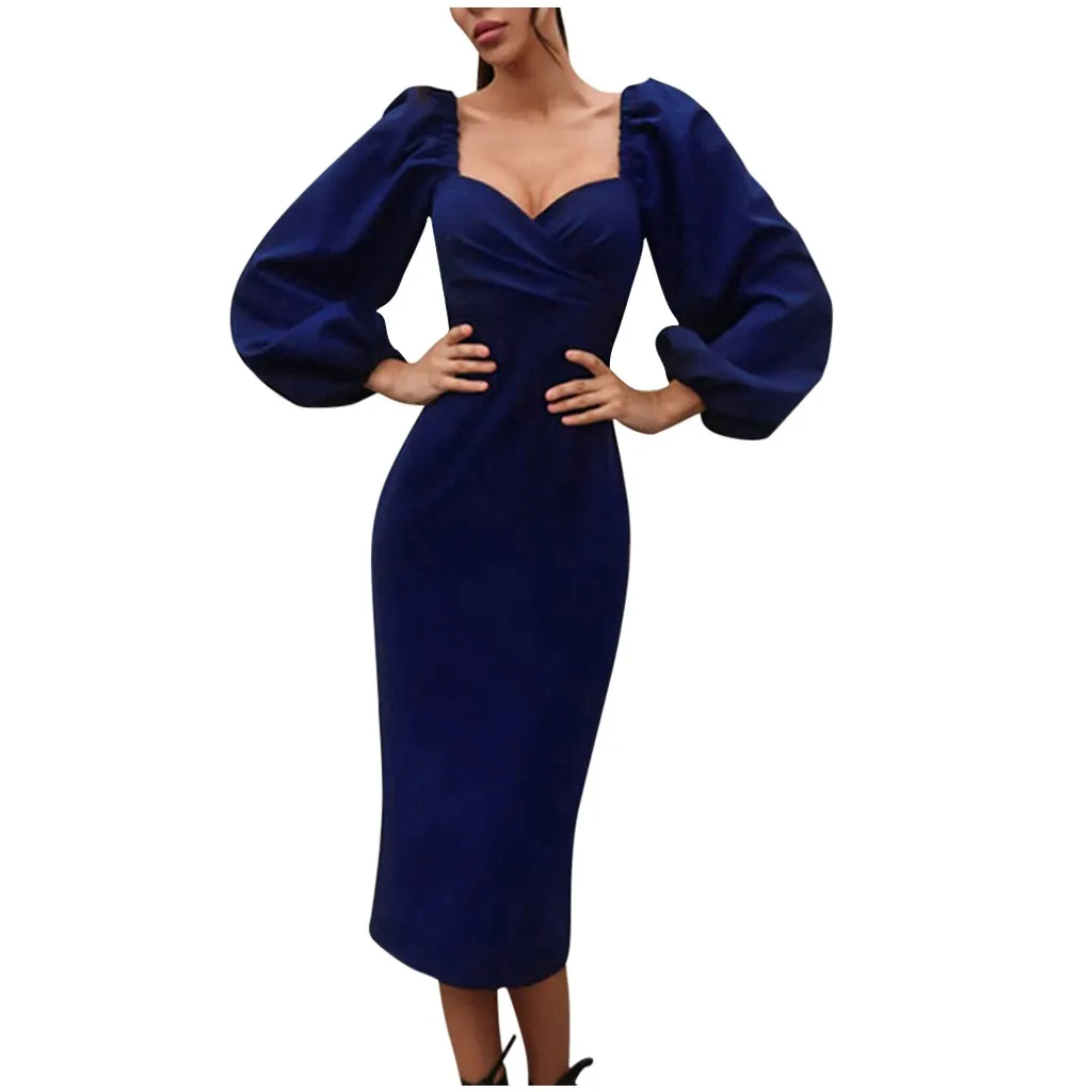 JAYCOSIN Sexy Dresses Women Evening Loose Sleeves Dress Autumn Winter Big Size Solid V-Neck Long Sleeve Womens | Женская одежда