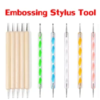 5pcsset wood acrylic embossing stylus tool with different tips diy paper freehand embossing intricate patterns 13cm length