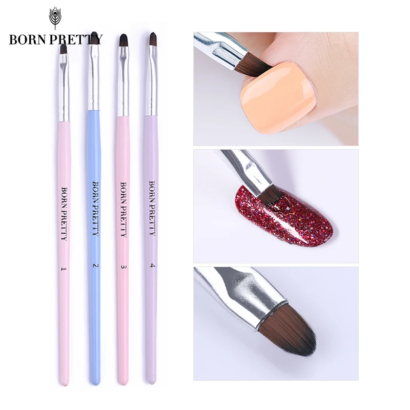 Кисть для чистки ногтей BORN PRETTY, УФ-гель, порошок, пыль, кутикула, чистая, розовая, синяя ручка, круглая ручка, инструмент для маникюра, дизайна ногтей