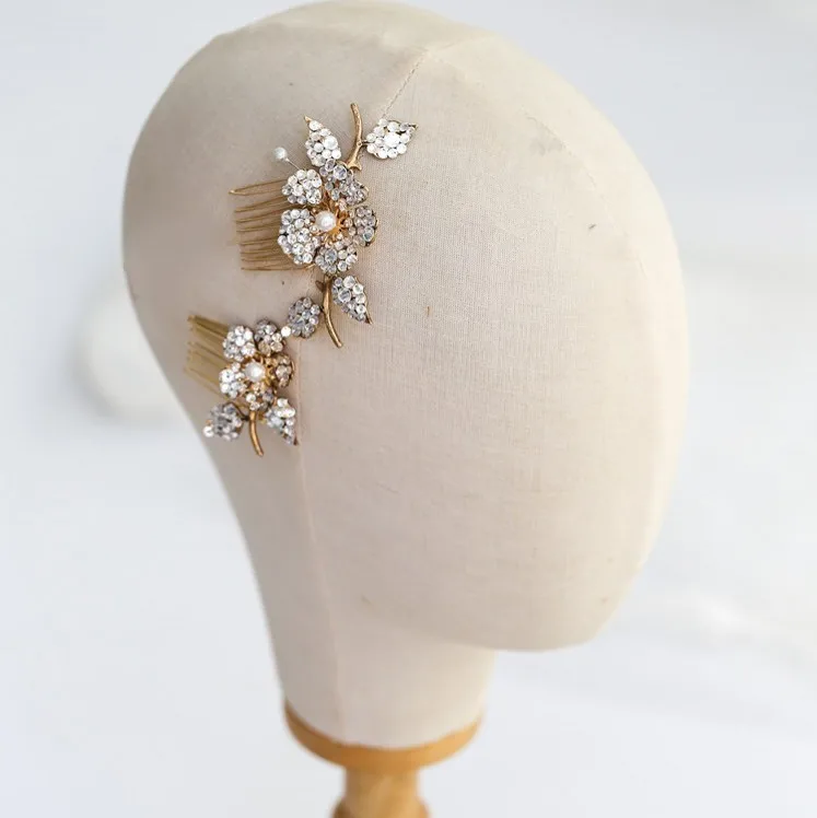 Delicate Vintage Gold Bridal Small Hair Comb Pins Crystal Accessories For Women Wedding Party Prom | Украшения и аксессуары
