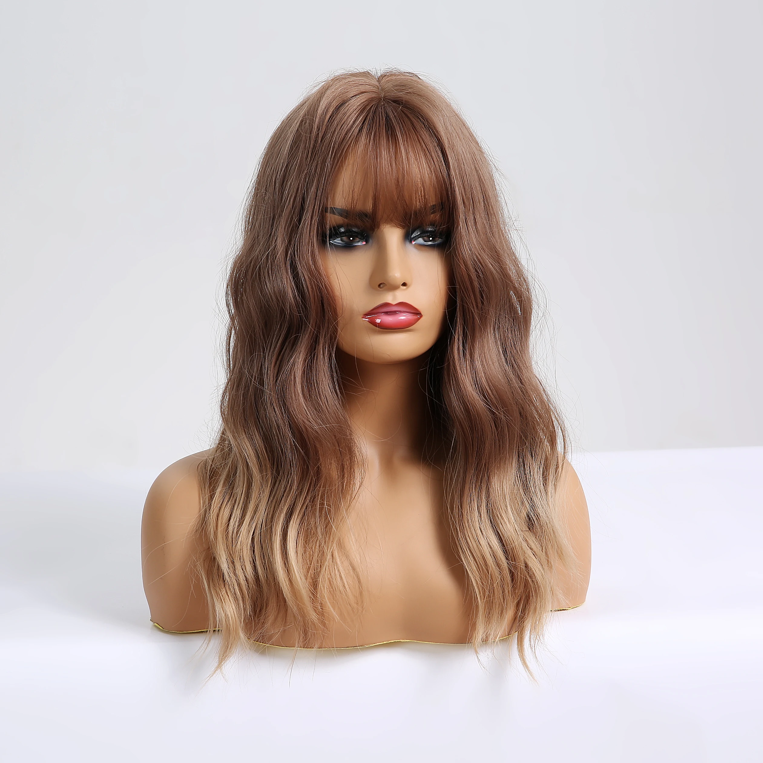 EASIHAIR парики средней длины с челкой Ombre коричневые светлые синтетические для