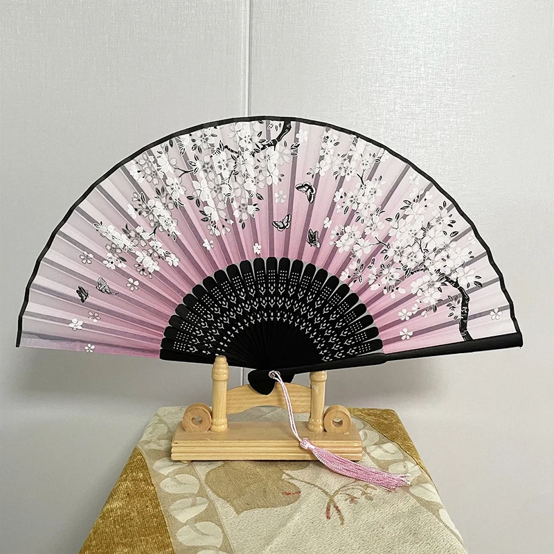 

Vintage Hand Fan Chinese Japanese Silk Folding Tassel Fan Dance Bamboo Hand Fan Prop Home Decoration Ornament Craft Gift