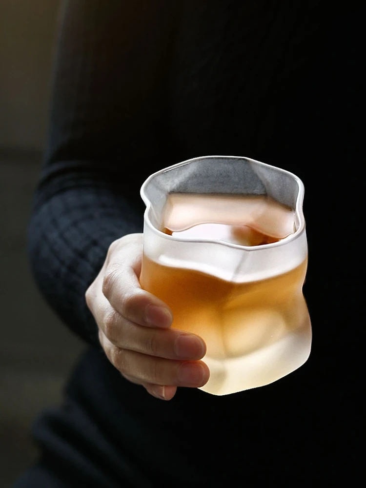 

XIAOMI Japanese Irregular Shape Whiskey Glasses Ice Pattern Fold Paper Crystal Whisky Beer Wine Glass Drinkware Wine Glass Set