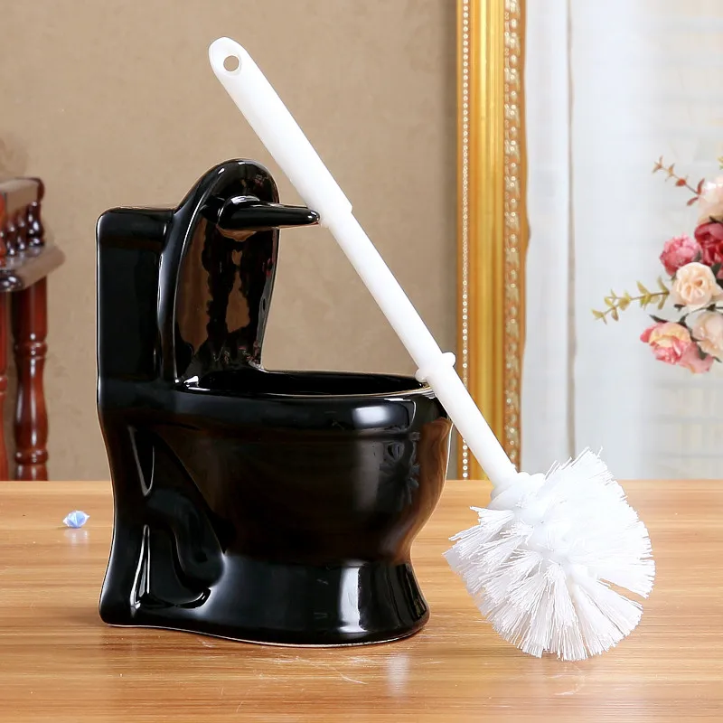 Toilet Shape Ceramic Base + TPR Brush Set Multicolor Cleaning Holder Bathroom Accessories Drain Long Handle | Дом и сад