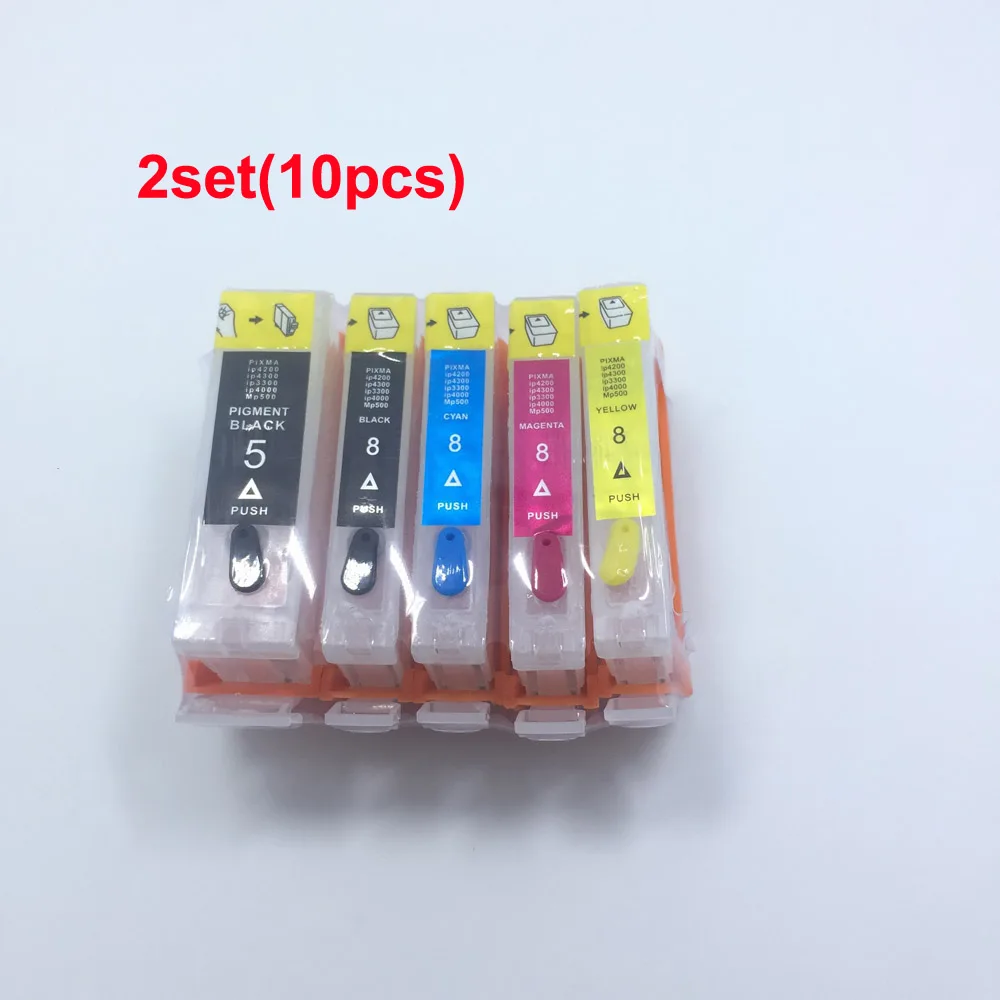 YOTAT многоразового PGI5 чернильный картридж PGI-5 CLI-8 для Canon Pixma iP4200 iP4300 iP4500 iP5200 MP500 MP530 MP600 MP610 принтер - Цвет: 2set(10pcs)