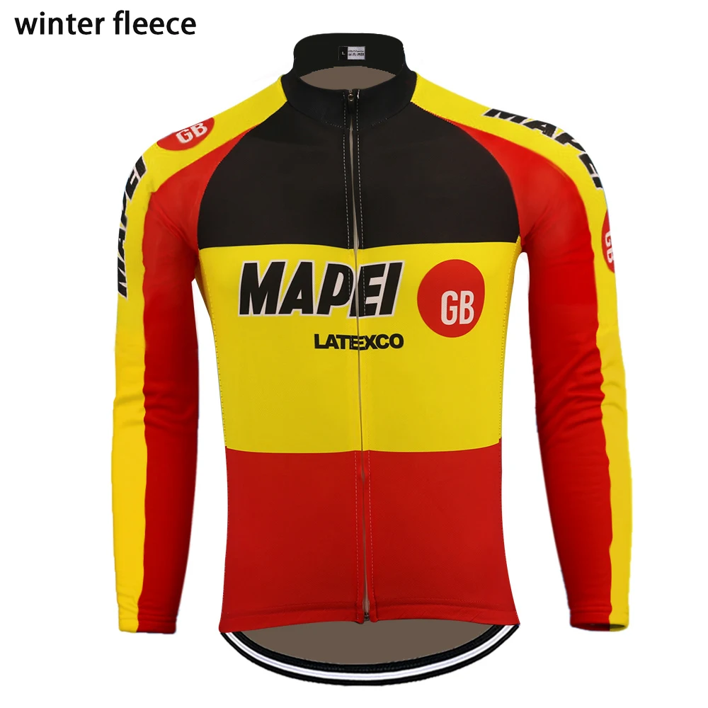long sleeve Mapei велокофты Зимние флисовые и без флиса мужские с длинным рукавом Теплые Одежда для велоспорта Майо ciclismo mtb - Цвет: long sleeve