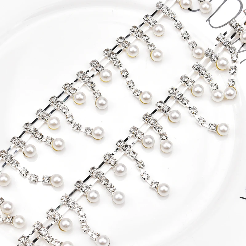 1 ярд/5 ярдов/лот жемчужные Кристаллы Стразы цепочка отделка свадебное