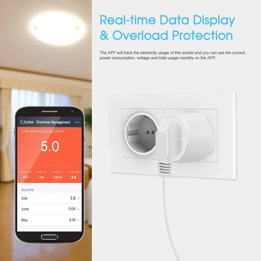 

Smart WiFi Socket APP Remote Control Timing Function Voice Control Smart Home Compatible with Amazon Alexa and for Google Home