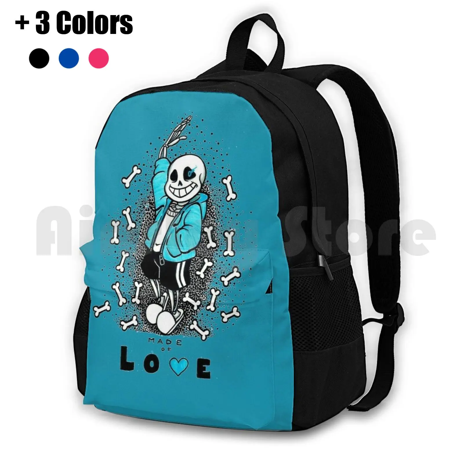 

Sans-Undertale Outdoor Hiking Backpack Riding Climbing Sports Bag Sans Skeleton Undertale Skelebro Blue Genocide Stronger Love