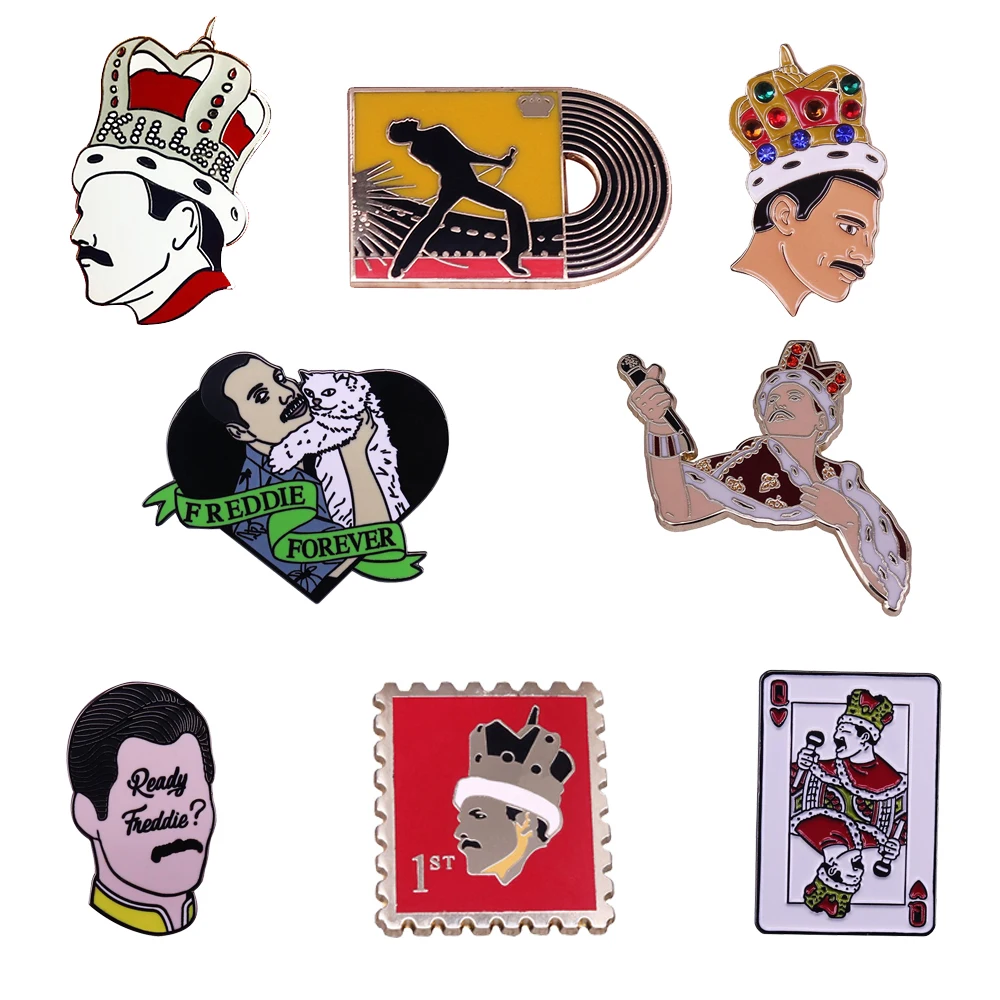 Forever Freddie Mercury Enamel Pin Queen Legend Brooch Retro Vinyl Records Badge Rock Band Fans Great Art Collection