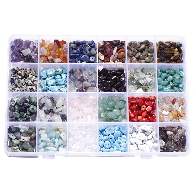 

24 Grid Gravel Natural Stone Beaded DIY Handmade Jewelry Accessories Boxed Combination