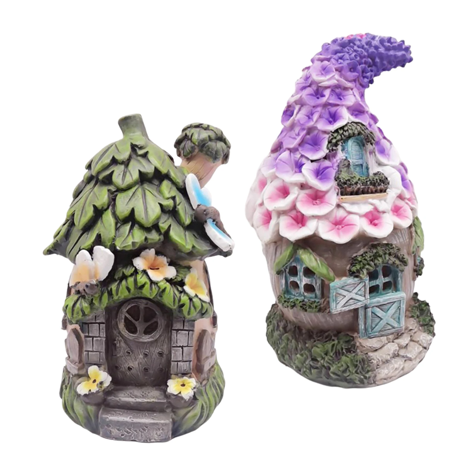 

Resin Solar Fairy House Statues Outdoor Decor for Patio Lawn Art Decoration