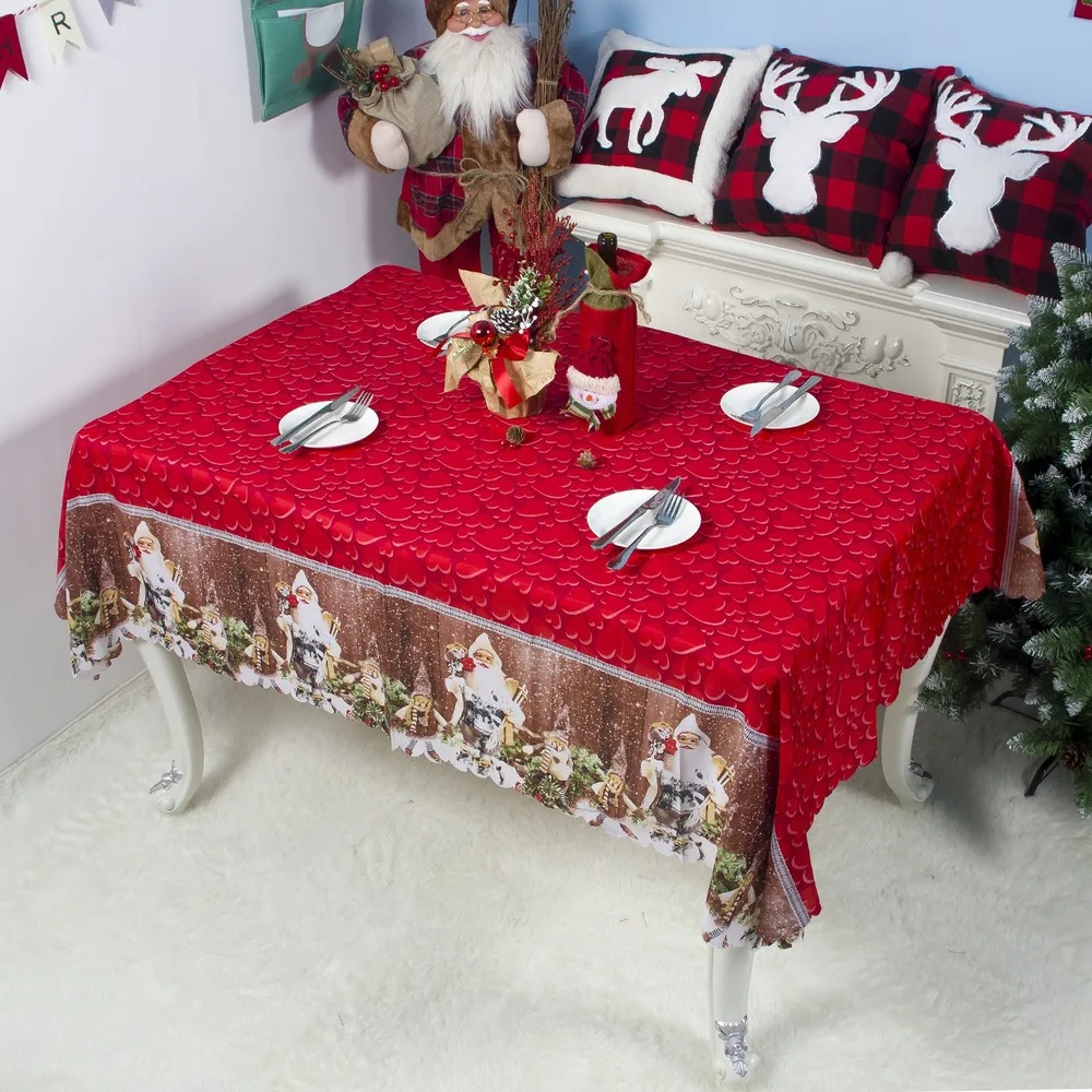 

150x180cm Christmas Decoration Tablecloth Cartoon Pattern Table Cover Table Cover Waterproof Square Wedding Decoration
