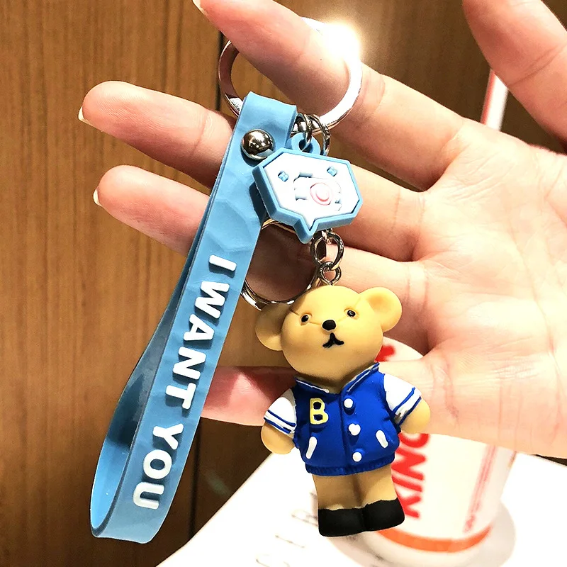 Cute Cartoon Bear Keychain Gifts For Women Girls Bag Pendant Epoxy PVC Figure Charms Key Chains Jewelry porte clef 2020 | Украшения и