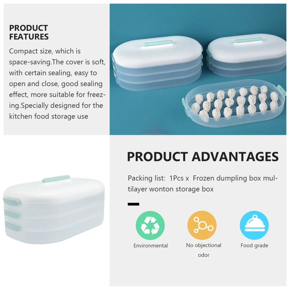 

1pc Large-capacity Food Storage Box Dumplings Box Fridge Sealing Food Box