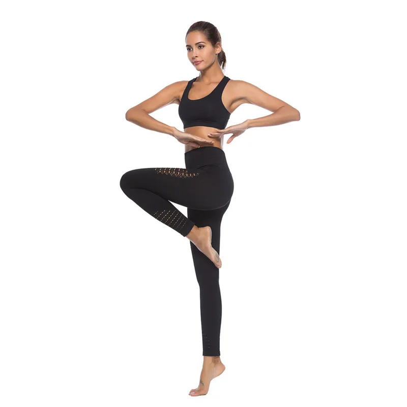 New Seamless High Waist Buttocks Hollow Mesh Stitching Yoga Pants Sports Leggings  Sport  Running Women  Wm*