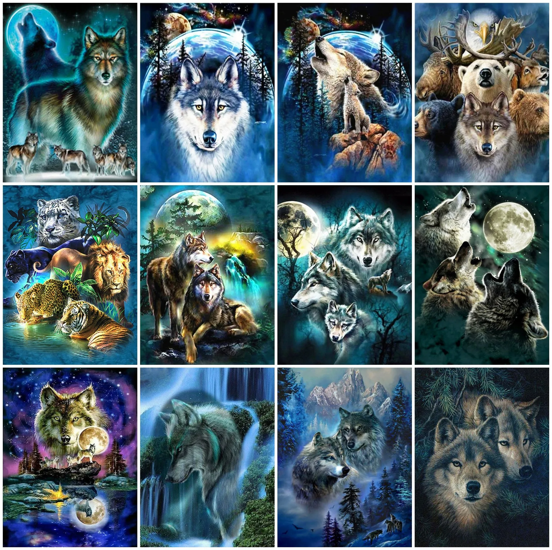 

EverShine Diamond Embroidery Animals Cross Stitch Diamond Painting Wolf Mosaic Art Kits Picture Rhinestone Needlework Hobby Gift