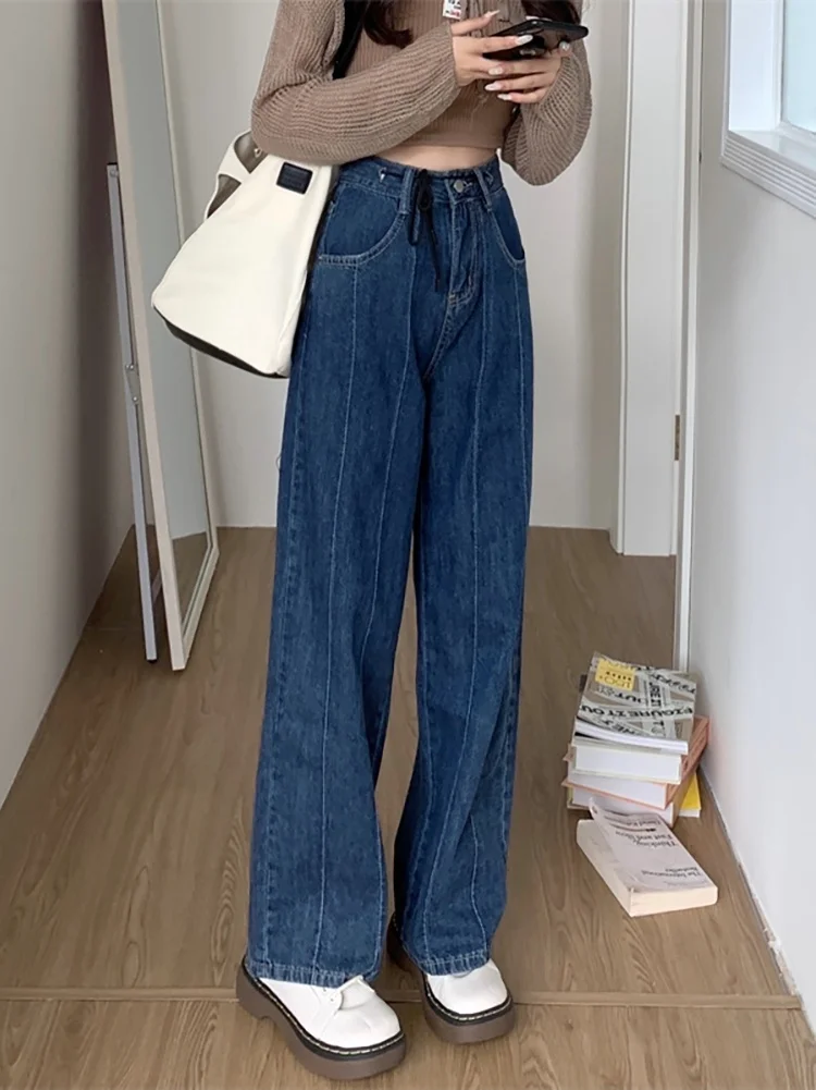 

Джинсы, новинка 2021, прямые брюки, женский дизайн на весну и осень, чувство нишевой моды, широкие брюки с высокой талией