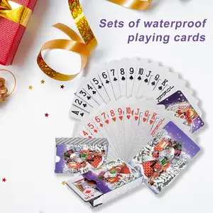 ПВХ Рождественский узор пластиковая Водонепроницаемая серебряная фольга для взрослых игральные карты для игры в покер фотореквизит для Волшебных Игр