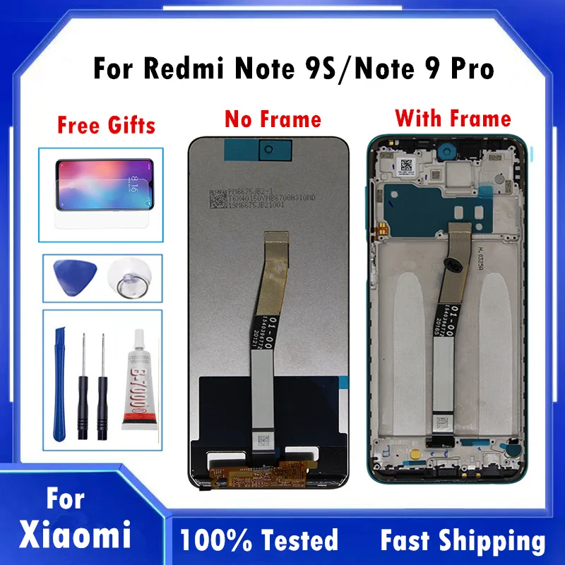 

100% протестированный ЖК-дисплей для Xiaomi Redmi Note9S Note 9S, ЖК-дисплей с сенсорным экраном, дигитайзер в сборе для Redmi Note 9 Pro Note9Pro LCD