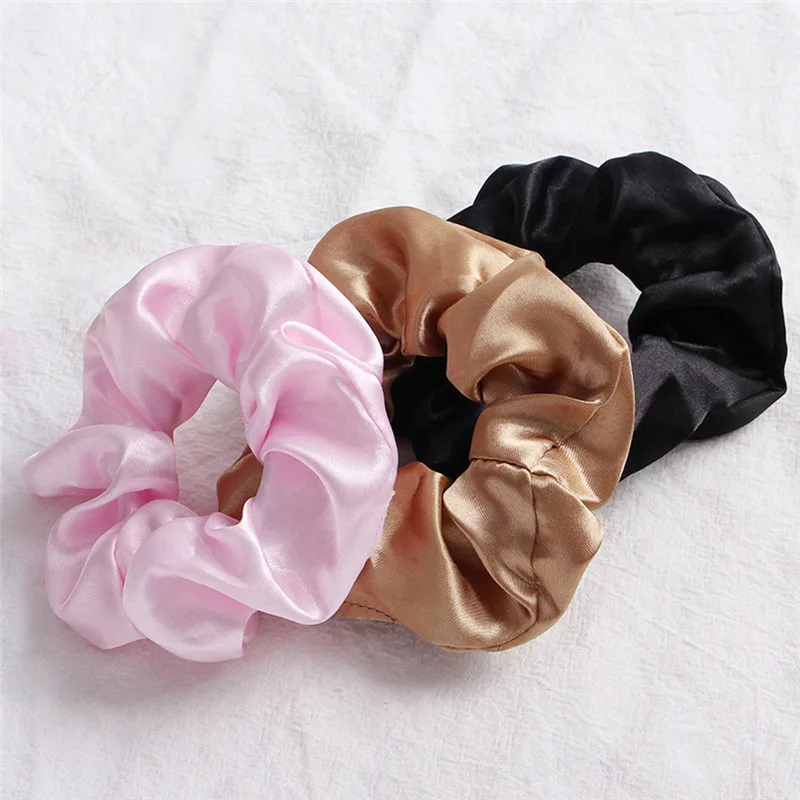 

Women Silk Scrunchie Elastic Handmade Multicolor Hair Band Ponytail Holder Headband Hair Accessories 1PC Satin Silk Solid Color