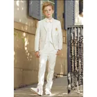 Костюмы для мальчиков цвета слоновой кости, смокинги для официальных мероприятий, свадебные смокинги для детей (пиджак + брюки + галстук + жилет)