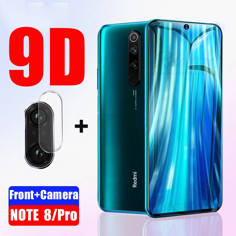 2 в 1 для Redmi Note 8 закаленное стекло для Xiaomi Redmi Note 8 Pro 8pro полное покрытие протектор экрана Защита для объектива камеры пленка