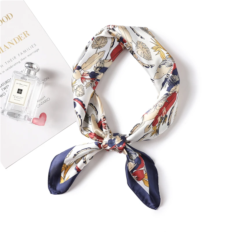 

Шелковый квадратный шарф с цветочным принтом, женские шарфы-кольца на шею, аксессуары для волос, женский головной платок из пашмины