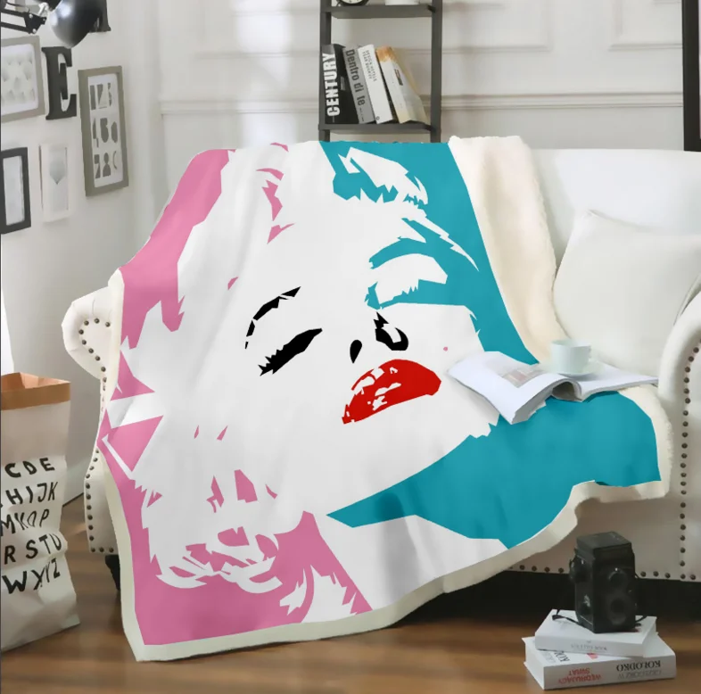 

Marilyn Monroe 3d gedruckt fleece decke für Betten Wandern Picknick Dicken Quilt Modische Bettdecke Sherpa Decke stil-11