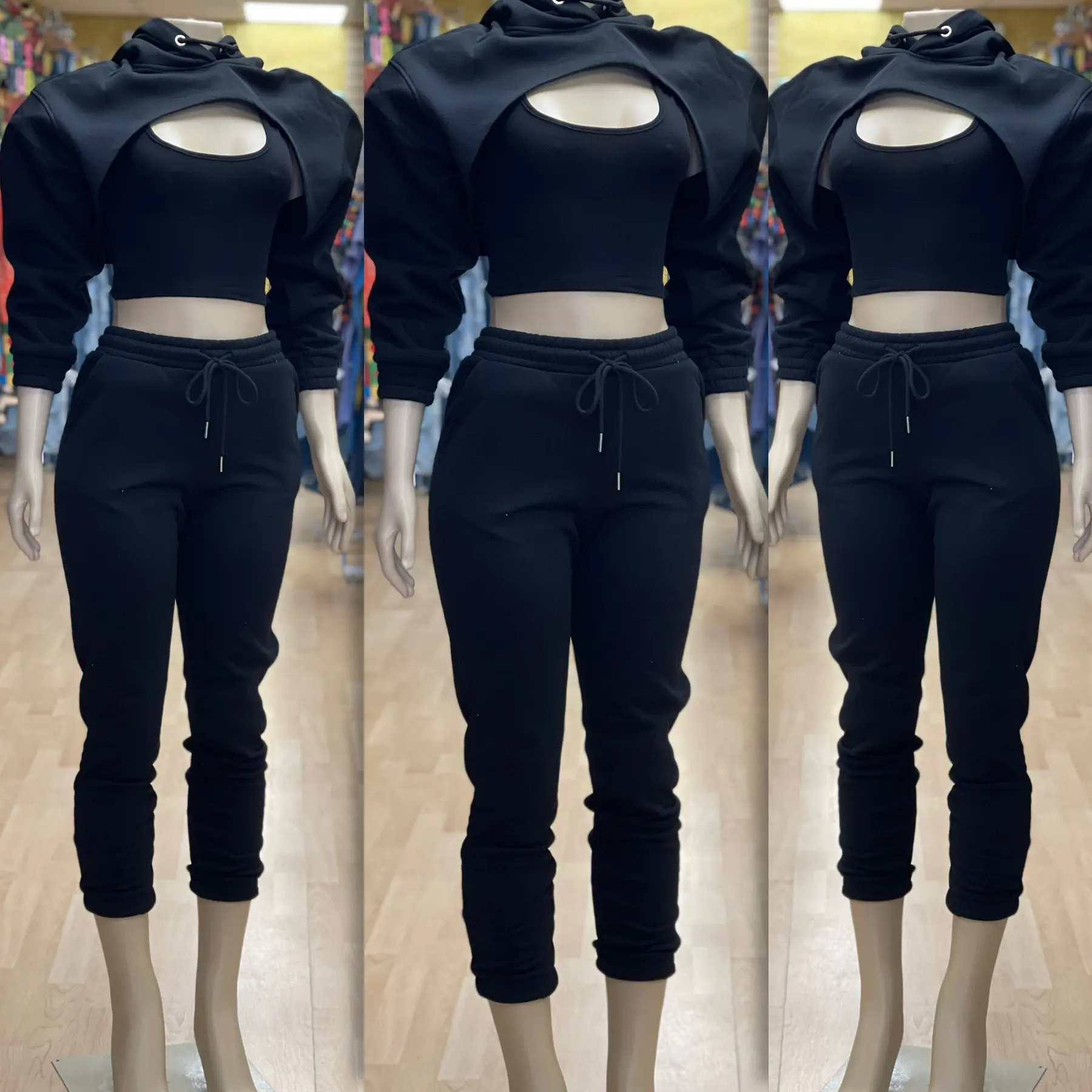 Fitness Women 3 Piece Set Solid Long Sleeve Crop Hoodies Vest High Waist Jogging Pants Suit 2021 Winter Autumn Sporty Sweat Suit 4 Fitness Women 3 Piece Set Solid Long Sleeve Crop Hoodies Vest High Waist Jogging Pants Suit 2021 Winter Autumn Sporty Sweat Suit 4