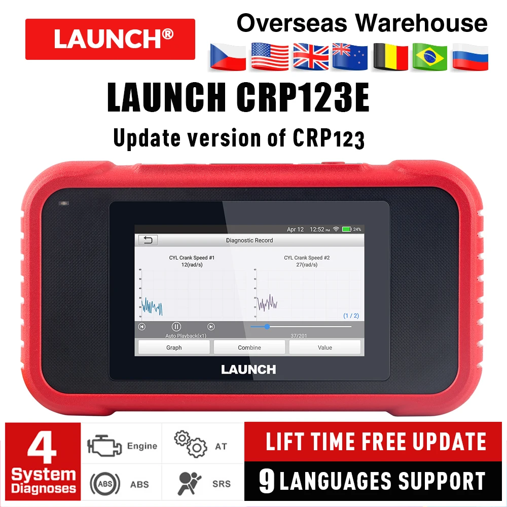 Launch X431 CRP123E OBD2 диагностический инструмент ENG ABS подушка безопасности SRS AT Creader 123E OBDII EOBD считыватель кода сканер