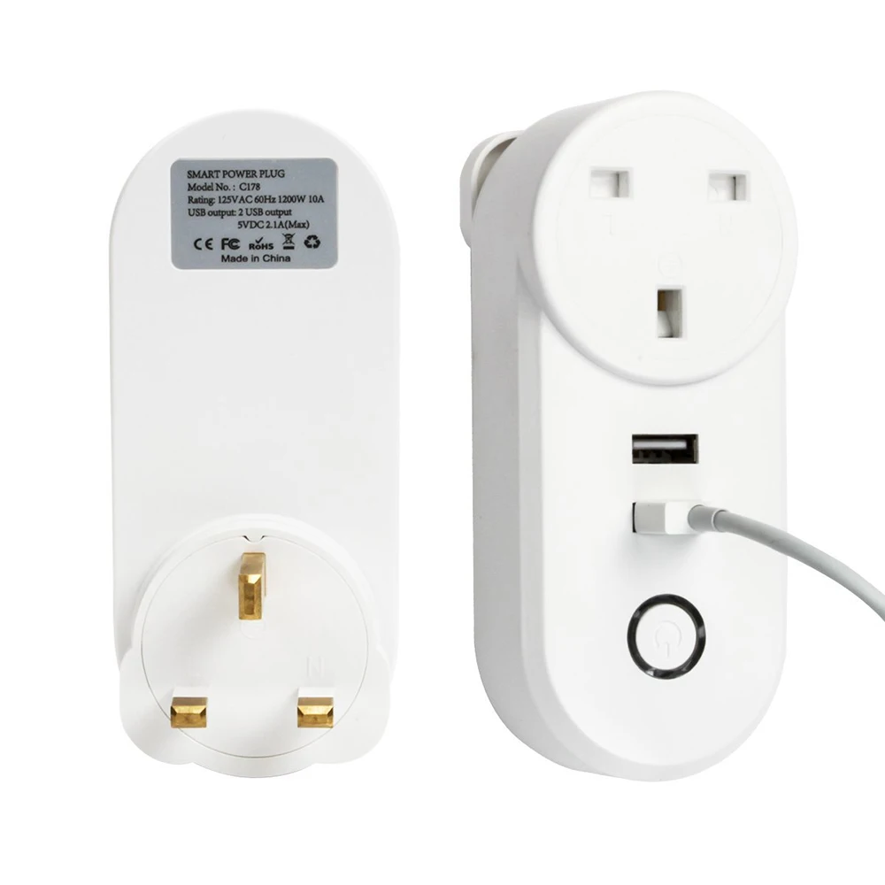 2 шт. UK HK MY SG Smart Plug с двумя портами usb 10A домашняя Автоматизация Wi-Fi розетка