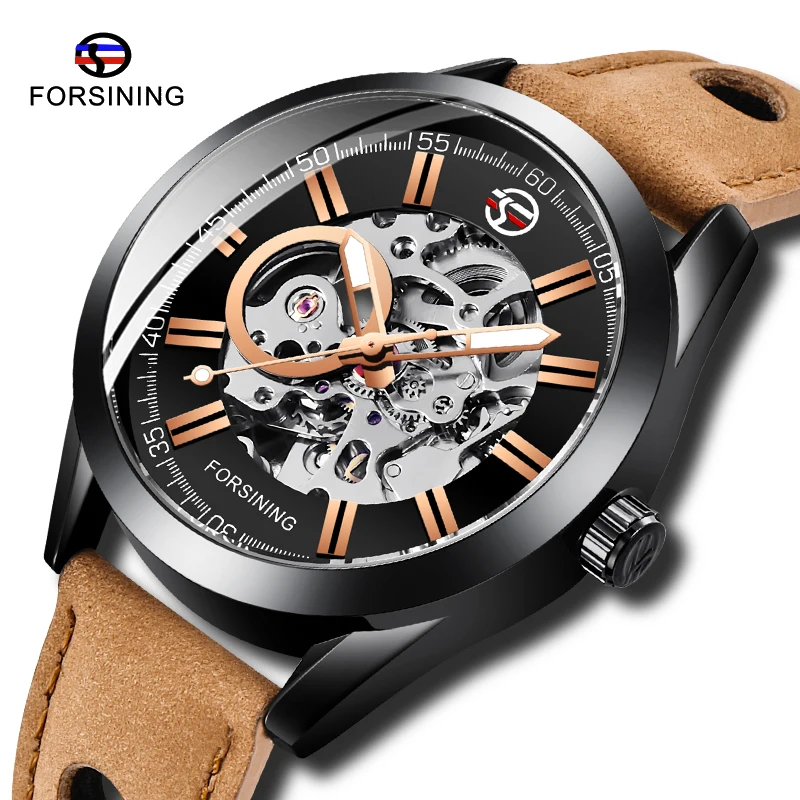 Top Brand FORSINING Casual Sport Series Waterproof Automatic Men Wrist Watch Mechanical Military Skeleton Luminous Hands Watches | Наручные