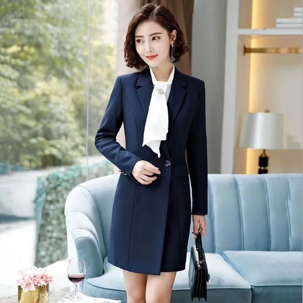 Женский Повседневный Длинный блейзер офисный жакет большого размера черного