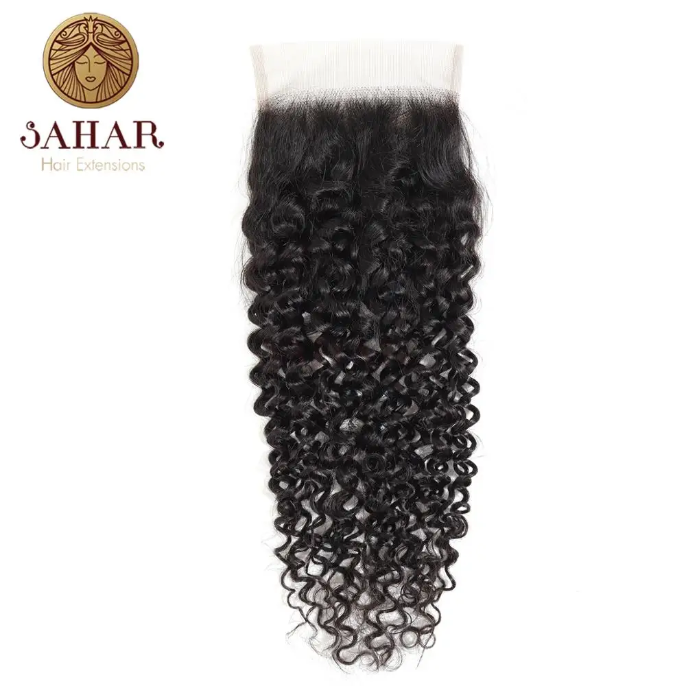 SAHAR волна воды человеческие волосы пучки с закрытием 4 шт./партия бразильские
