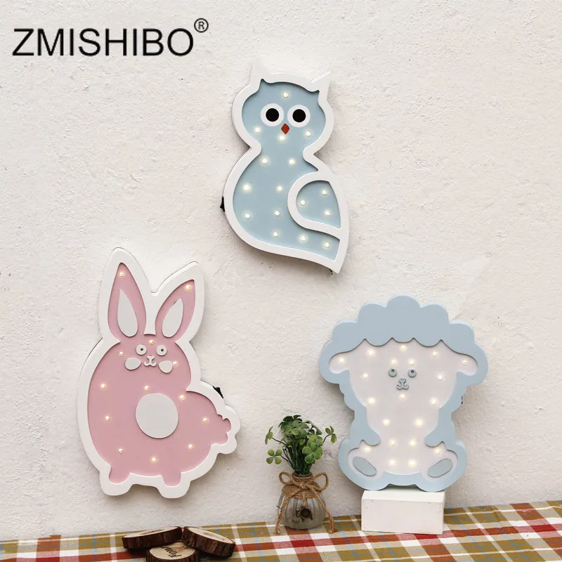 ZMISHIBO деревянный ночник с животными в форме овцы кролика собаки для детей спальни