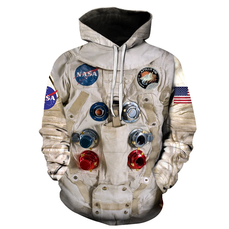 

New Fashion Autumn and Winter 3d Printing Funny Hoodie Astronaut Hotstyle Men's Pullover Sleeve Men's Streetwear Sweatshirt