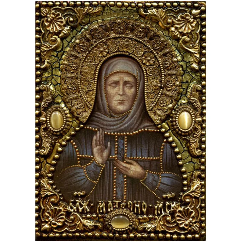 Алмазная вышивка благословенная Матрона Москвы полноразмерная квадратная