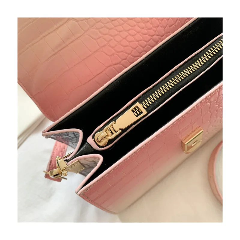 

Gradient Color Crocodile Pattern Shoulder Bags for Women 2021 Fashion Pu Leather Women's Designer Handbag Female Crossbody Bag