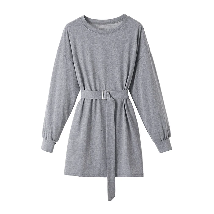 Мини-платье женское с поясом готическое платье в стиле панк длинным рукавом