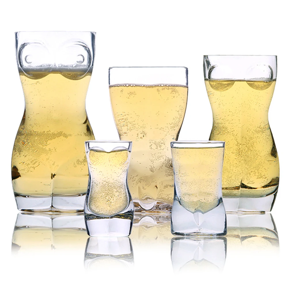 

1pcs Sexy Lady Men Durable Double Wall Whiskey Glasses Wine Shot Glass Beer Cup Creative Body Shape Glass Cup Glass