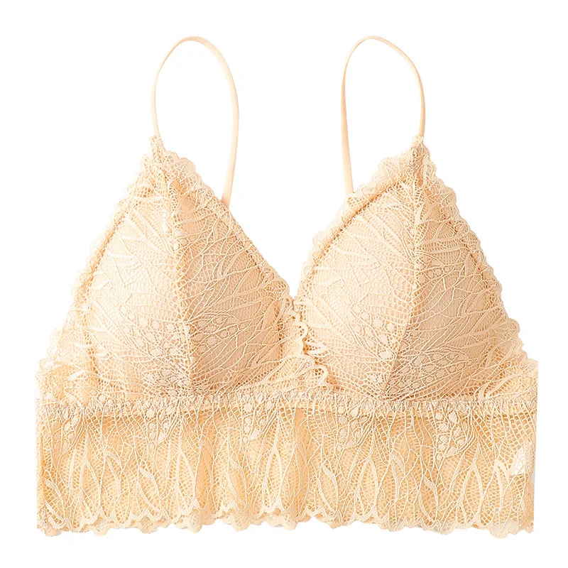 

Crop Top Lace Floral Push Up Bra Lingerie Sexy Backless Seamless Bras For Women Comfort Front Closure Wireless Adjusted Bralette