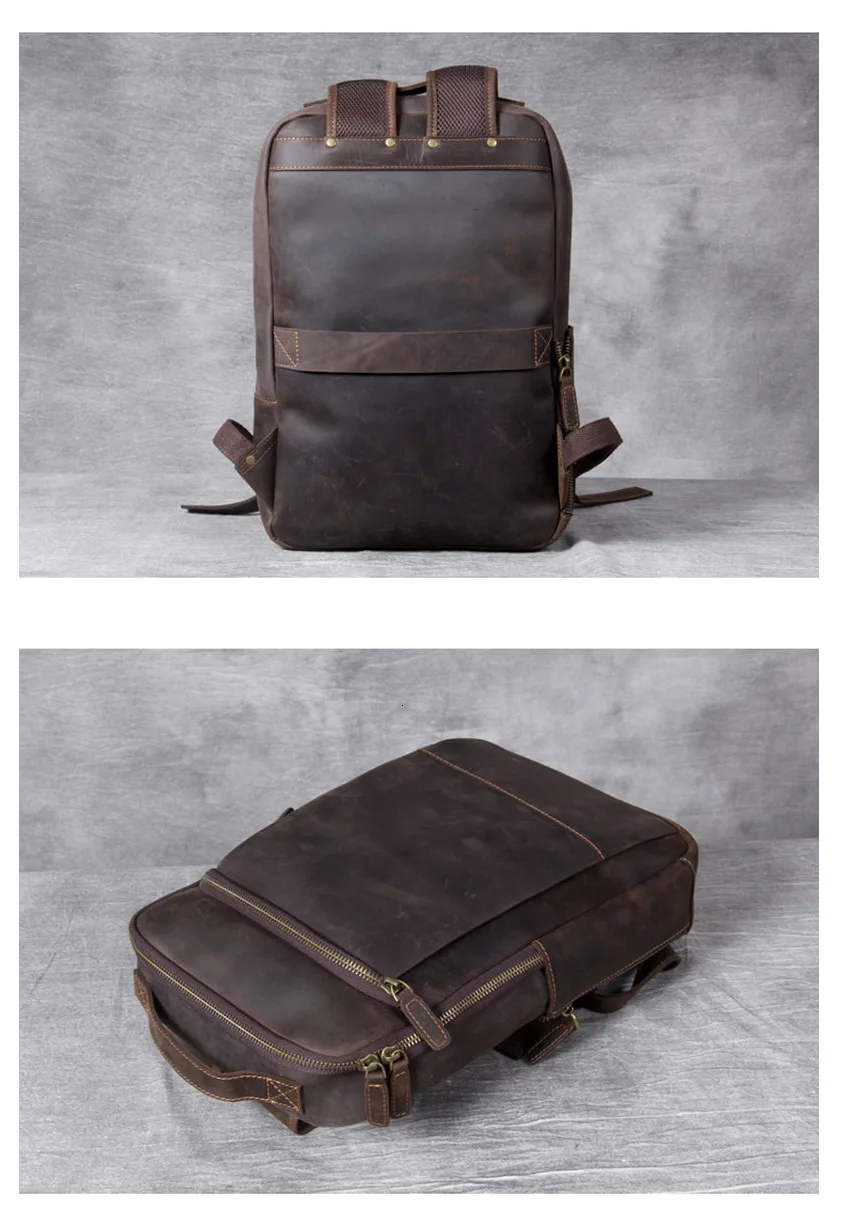 Новая мужская кожаная сумка для компьютера, рюкзак Mochilas Hombre, винтажная кожаная сумка Mad Horse, кожаный рюкзак с защитой от кражи