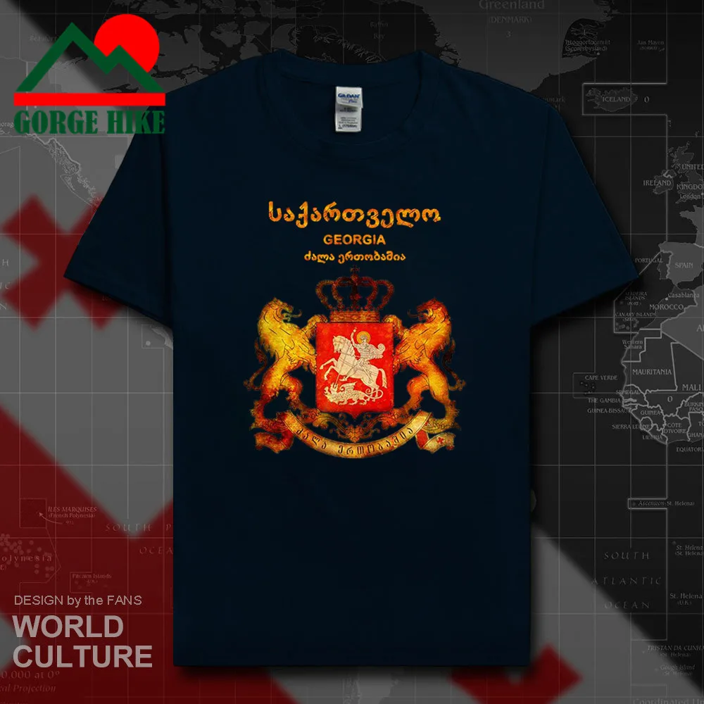 

Футболка мужская с эмблемой Джорджии, винтажная Городская рубашка с принтом руки пальто, футболка с геометрическим принтом, нация патриоти...