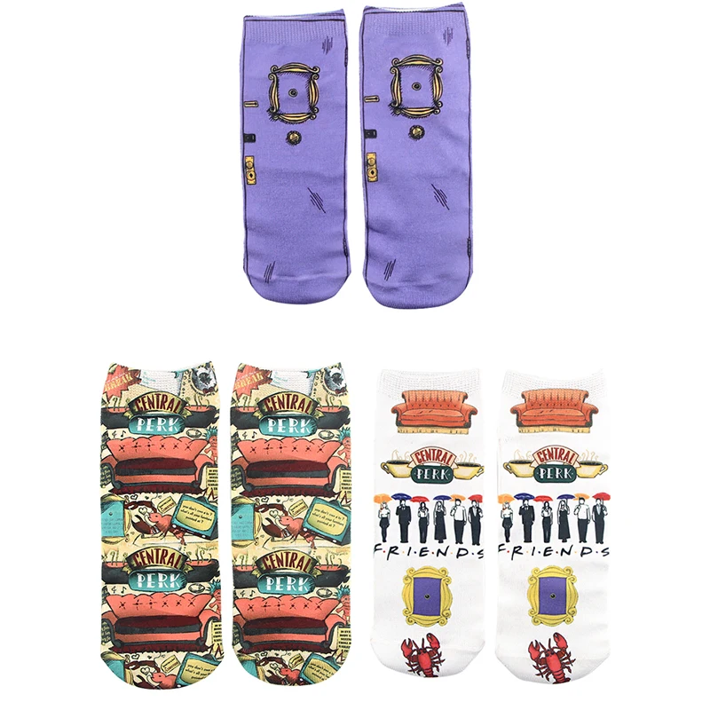 

C1095 Friends TV Show Women Socks Fine Art Painting Skateboard Cotton Socks Fashion Art Painting Crew Socks